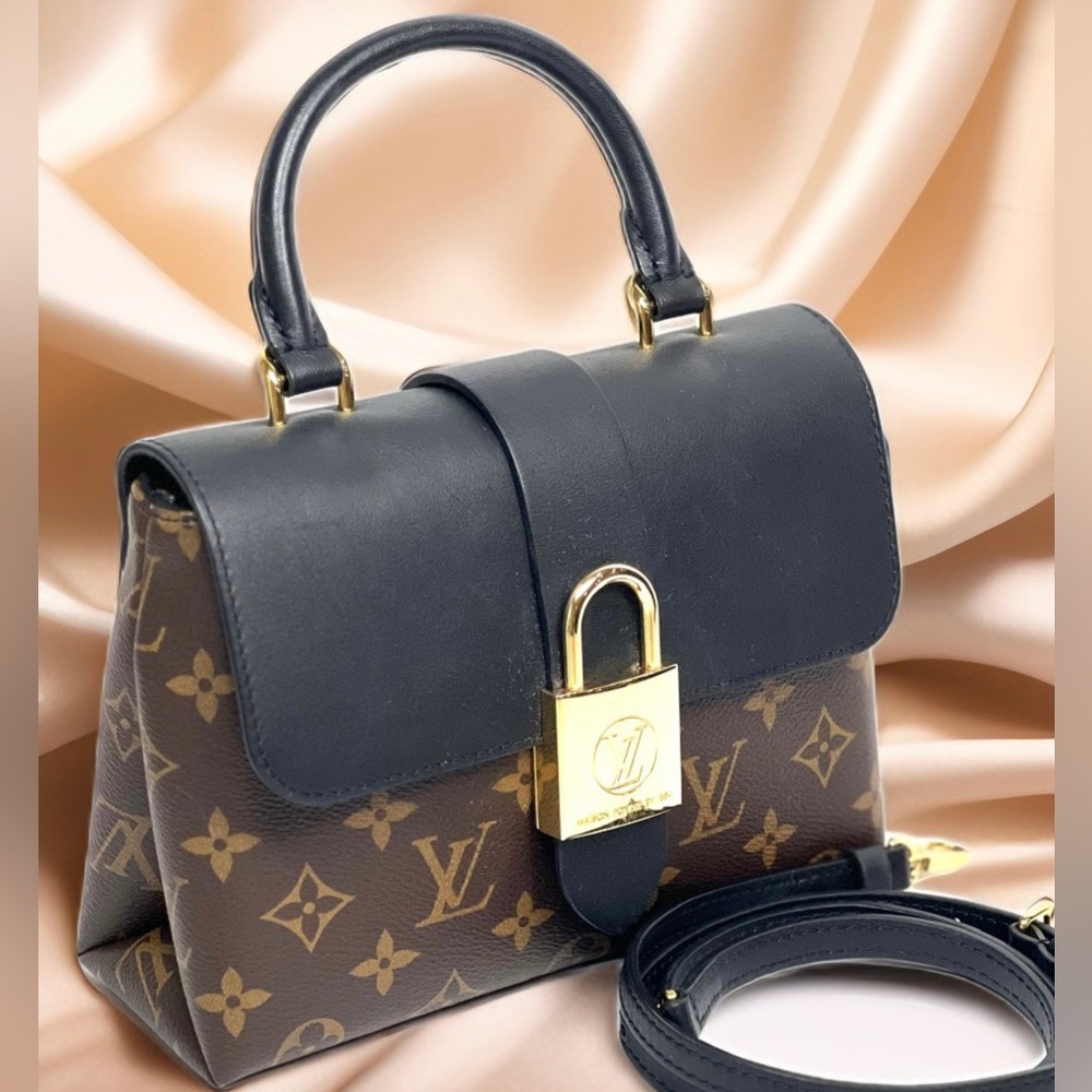 Authenticated Louis Vuitton Lock BB Black/Monogram Microchipped
